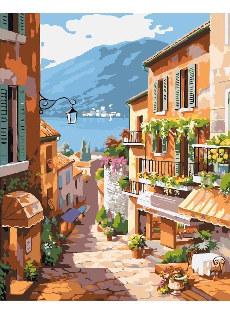 ChicAbode طلاء حسب الرقم للبالغين المبتدئين, طلاء المناظر الطبيعية حسب الأرقام, طلاء الحديقة حسب الأرقام مجموعات, مناسبة لتزيين جدار المنزل, 16x20 بوصة - Image 1